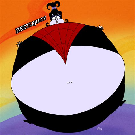 Curveybooru: 1girl 2023 altzegoz beetlejuice belly inflation black hair