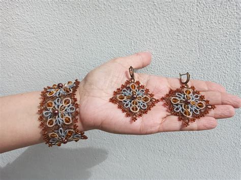 Celtic jewelry set Stephanie - FairyLace - celtic tatting jewelry set