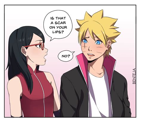 uchiha sarada and uzumaki boruto (naruto and 1 more) drawn by benteja