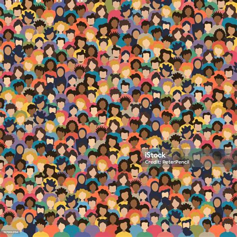 kerumunan  multikultural kelompok pria  wanita  berbeda