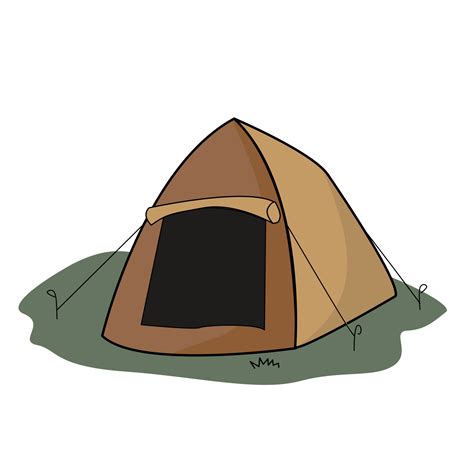 cartoon camping travel tent  grass brown color  png