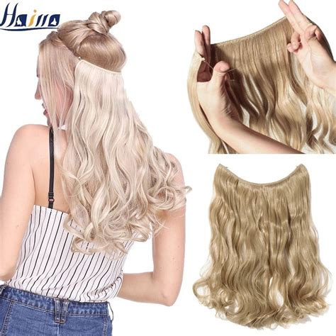 Synthetic 20 inch Invisible Wire Clip-In One Piece Hair Extensions, 60