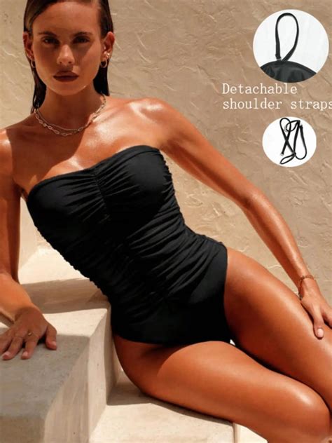 Elegant One-Piece Swimsuit with Ruched Design, Slimming Fashion, Women