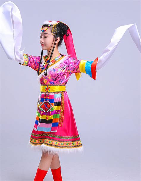 20CN-G6B GIRL Tibetan Costume, Mongolian Long Sleeves Costumes, Chinese National Costumes ...