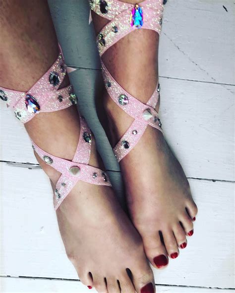 Pink Glitter Iridescent Gem Foot Harness Bow Back Girly Kawaii Style
