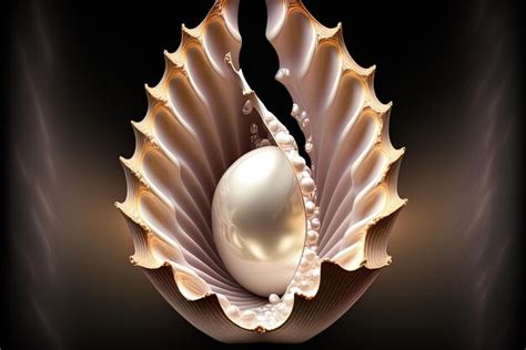 Premium AI Image | pearl contained in a shell natural pearl shell with ...