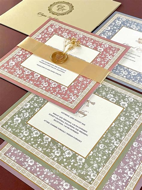 Floral Courtyard Pastels Indian Wedding Card | Rohan & Aparna