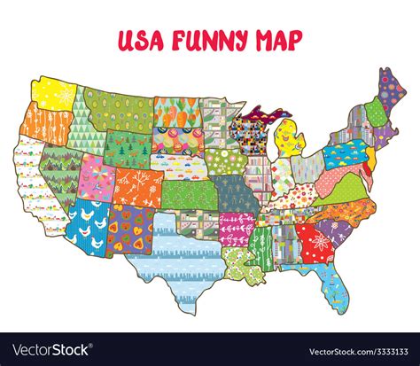 united states funny map  patterns royalty  vector