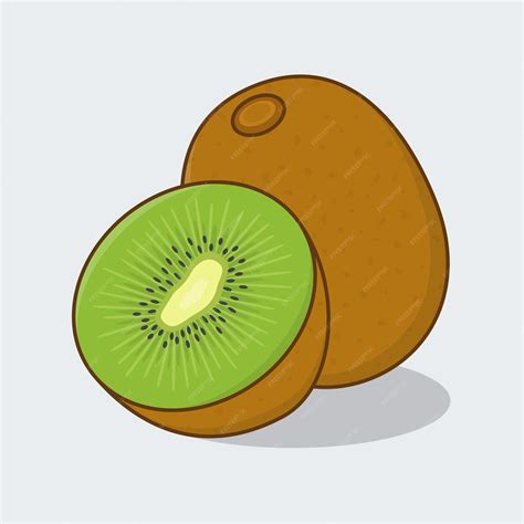 Rebanada y todo de kiwi ilustración vectorial de dibujos animados