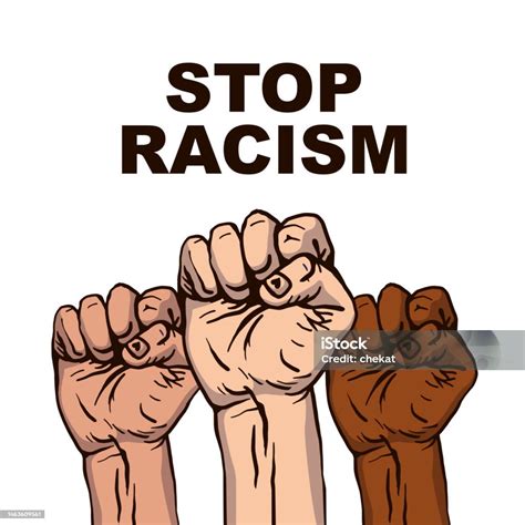 O Racismo Simboliza Qualquer Pensamento Ou Atitude - Vetores de Parem Com O Racismo Três Mãos Apertadas Em Um Punho De ...