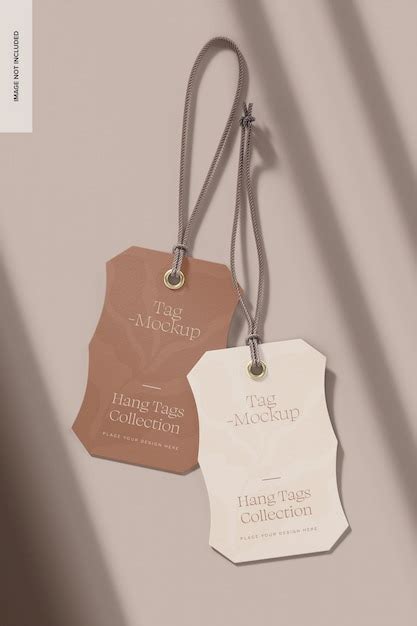 premium psd rectangular tag mockup top view