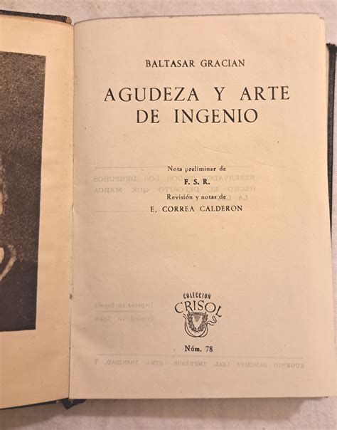 Arte De Ingenio Tratado De La Agudeza Art Of Wit