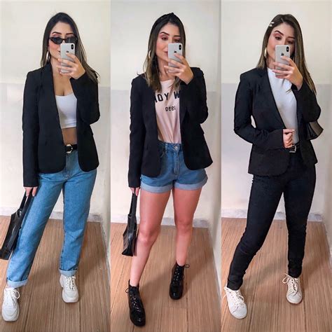 Looks Com Blazer Preto - 1 peça 3 looks com BLAZER preto