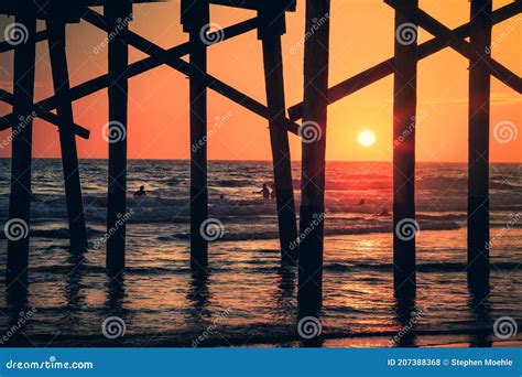 Sunset Under the Pier, Newport Beach, California Stock Photo - Image of ...