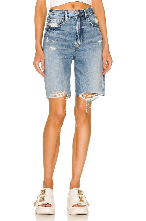 FRAME High Rise Bermuda Shorts in Baines Rips 