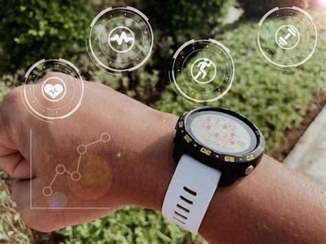 Premium Photo | Smartwatch with health symbols healthy lifestyle and ...