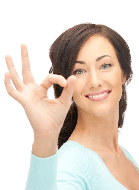 Premium Photo | Bright picture of lovely teenage girl showing ok sign