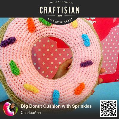 big donut cushion  sprinkles needleworking project  charleeann