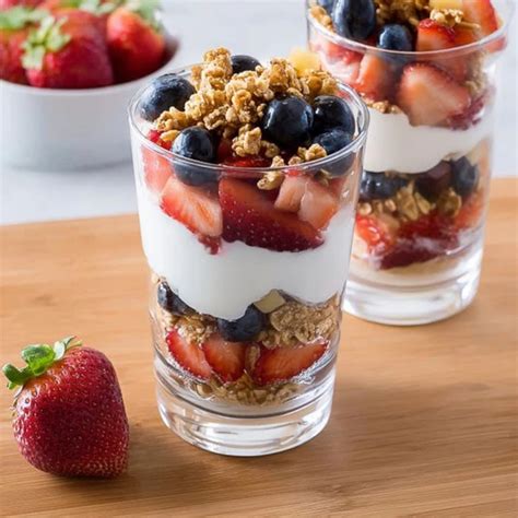 fruit yogurt parfait  delicious  healthy treat   cook