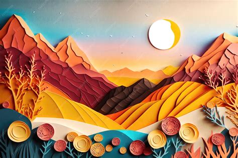 premium photo paper collage landscape art nature  layered paper art