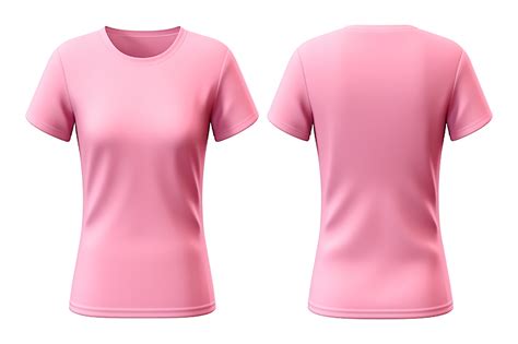 Pink plain women's t-shirt mockup with front and back views, isolated ...