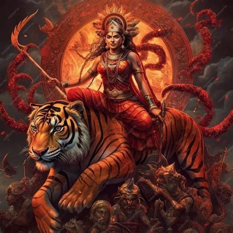 Premium Photo | Goddess durga images in the war hyper real image