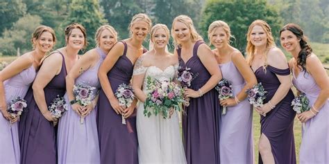 purple bridesmaid dress ideas styled  coordinated bridal parties