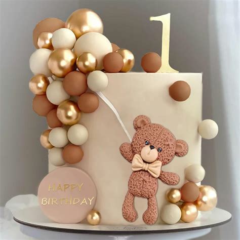 Bege Bolo Tema Urso Marrom - Bolo De Urso De Feliz Aniversario 🍯 "Diretamente Do Bosque Dos