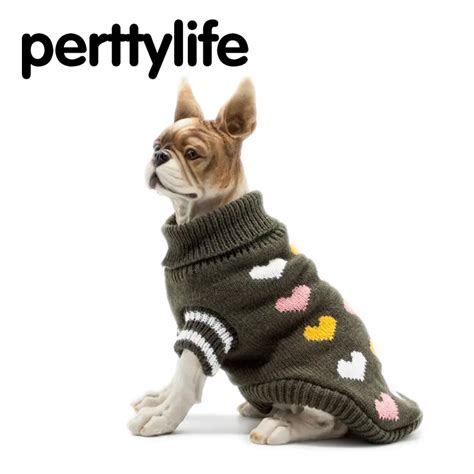 PERTTYLIFE Pet Love Sweater Dog Knitted Clothes Fashion Warm Dog Puppy ...