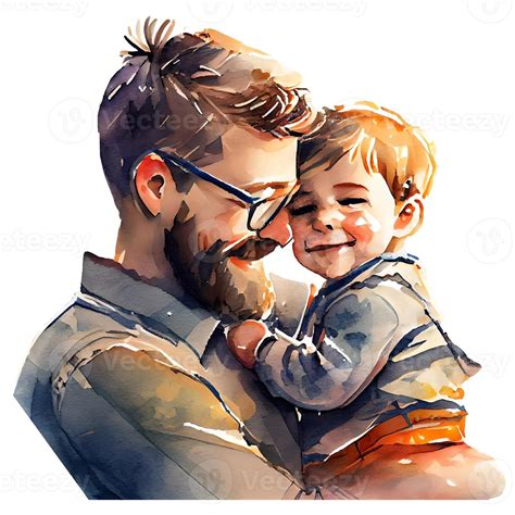 Father with little son illustration isolated on white background in
