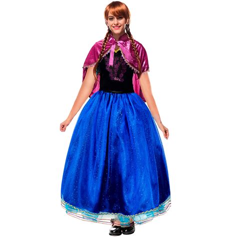 Fantasia Princesa Anna Adulta Frozen Plus SizeCosplay de Luxo Com Capa