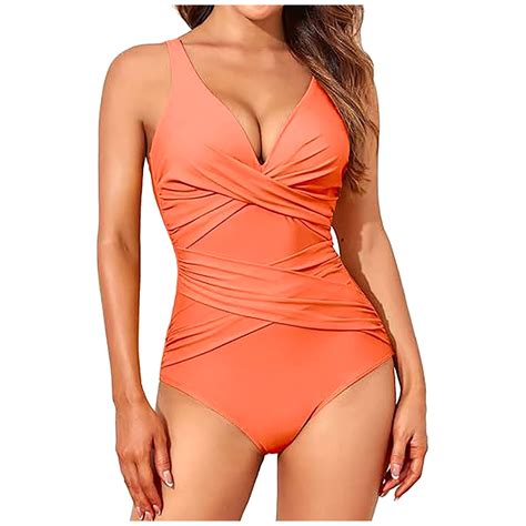 Cavosen Tankini Swimsuits Womens High Waisted V Neck One Piece Swimsuit
