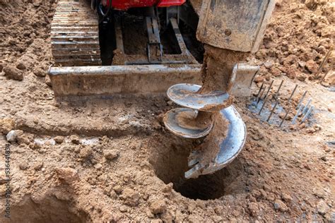 Hydraulic bore pile rig machine at the construction site.Drilling in ...