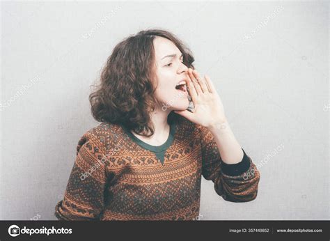 girl calling  studio background stock photo  cfile
