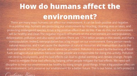 humans affect  environmen