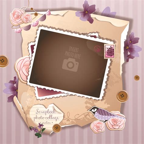 Single Photo Frame Scrapbook Collage Memories of Summer 695569 Vector ...