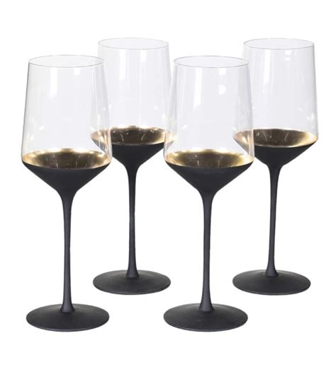 Set of 4 Black Stem White Wine Glasses | Chloe Jade Home