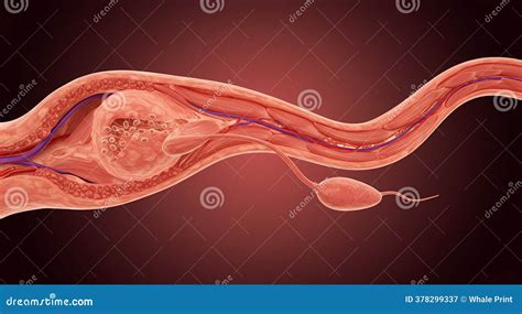anatomy illustration  sperm cell  vas deferens  dark background