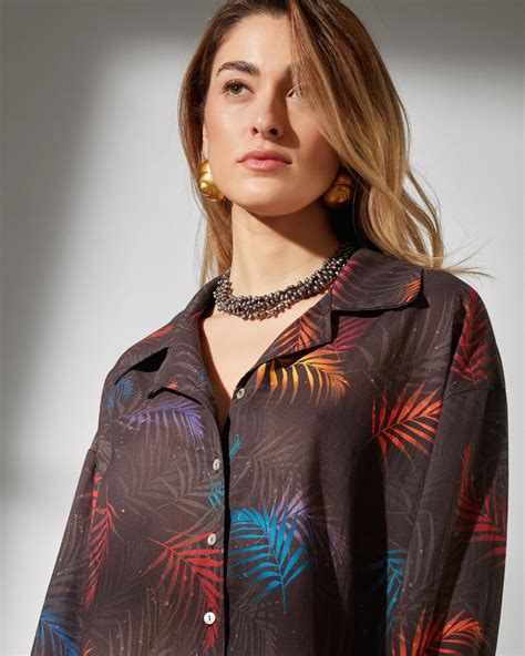 Bianca shirt - tropical nights print – www.blue-cicada.com
