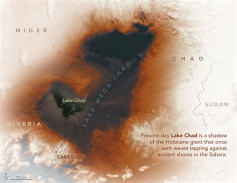 Extensión del antiguo Lago Mega Chad (2020) - Mapas Milhaud
