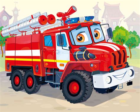 Иллюстрация пожарка в стиле книжная графика | Illustrators.ru
