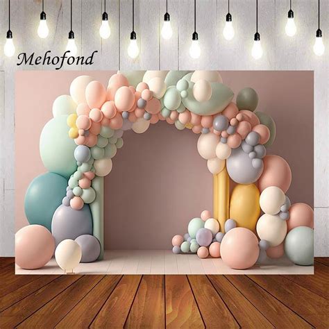 colorful arch balloons children birthday party cake smash portrait