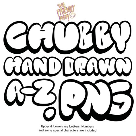 Chubby Hand Drawn Doodle Alphabet PNG, Chubby Letters, Chubby Font