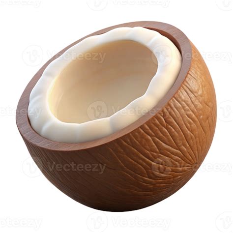 impressive rare A single coconut, cracked open to reveal the white