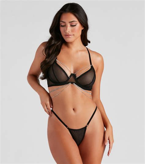 Time To Shine Mesh Bra And Panty & Windsor