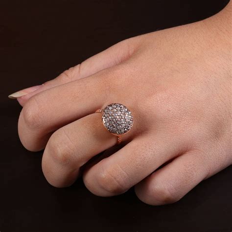 Pave Engagement Ring Cocktail Vintage Diamond Ring Handmade Diamond ...