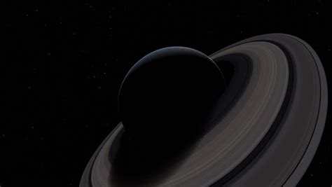 Saturn With Rings In Space - Zoom Into Beautiful Planet On Black ...