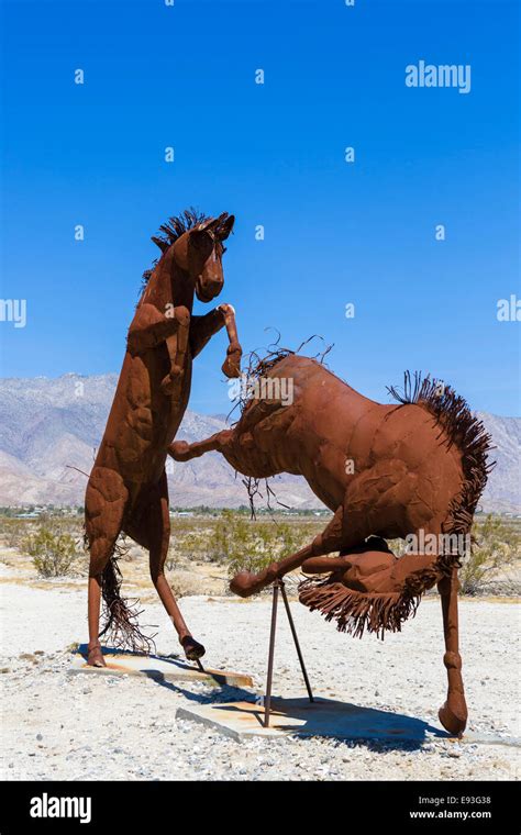 Metal sculptures in the desert outside Borrego Springs, Anza-Borrego ...