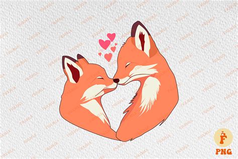 Cute Couple Fox Kissing Valentine's Day Graphic by Foxmia · Creative