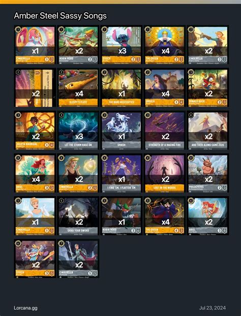 Amber Steel Sassy Songs Lorcana Deck | Disney Lorcana